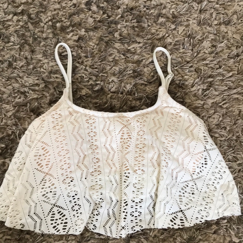 Cream colored flowy lace bikini top